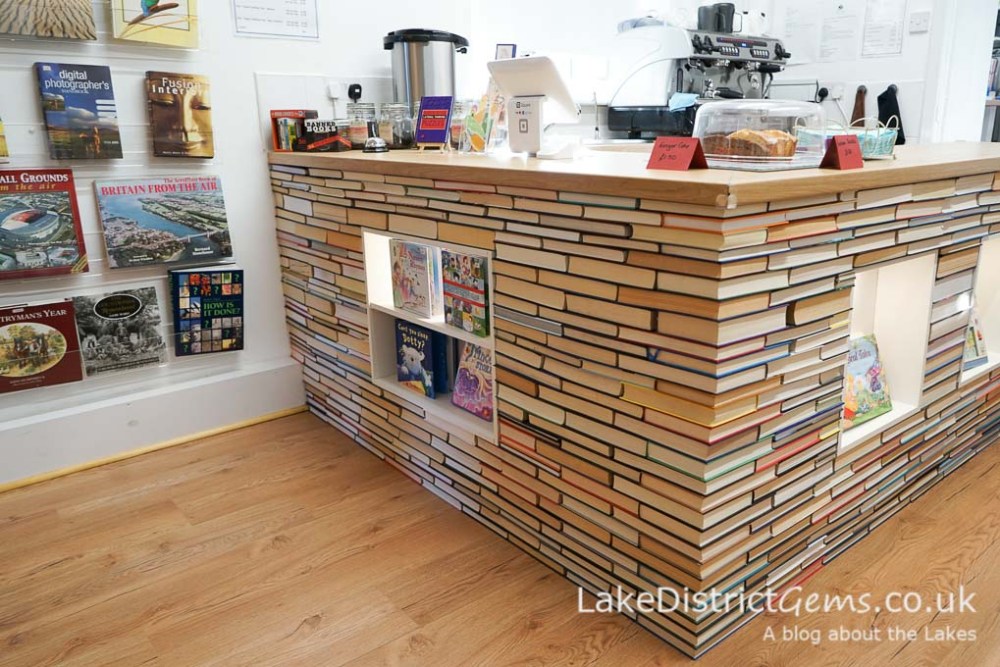 Counter made of books, The Book Lounge, Kirkby Lonsdale