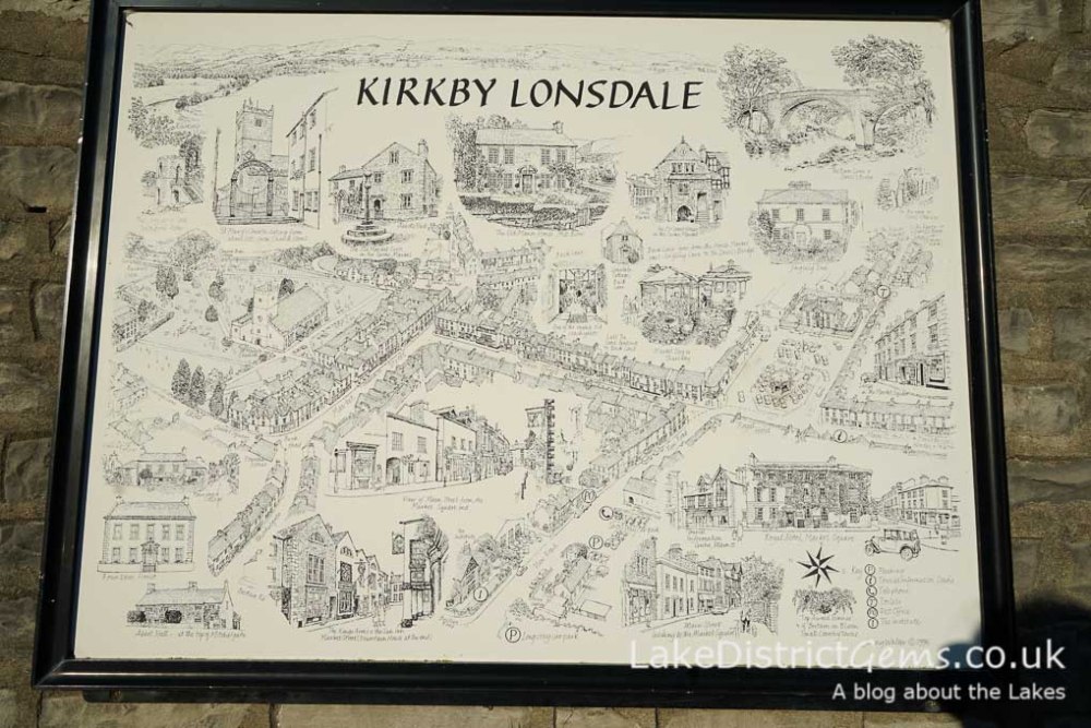 A map on the wall in the market square, Kirkby Lonsdale
